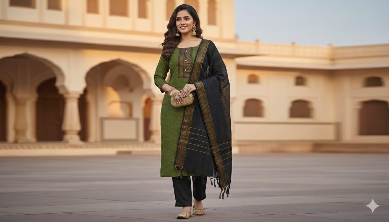 Chettinadu Cotton Readymade 3Pcs suit - Womens Wear by Saai Elegance 