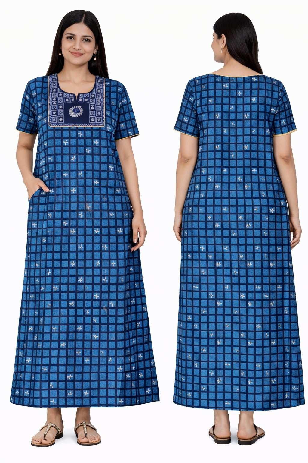 Cotton Embroidery Nighty – Womens Wear in Madurai