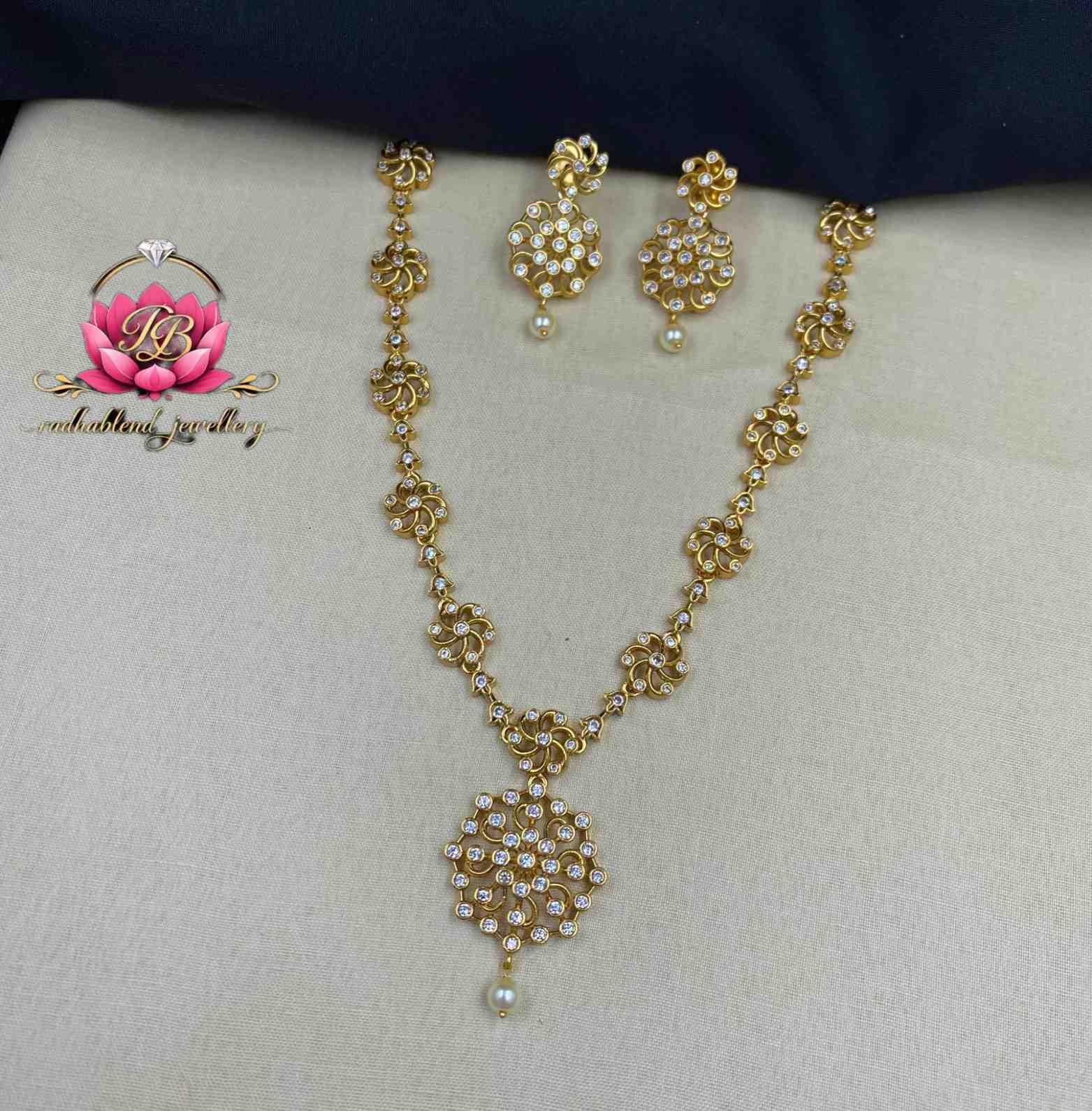Premium quality gold plated ad stone necklace