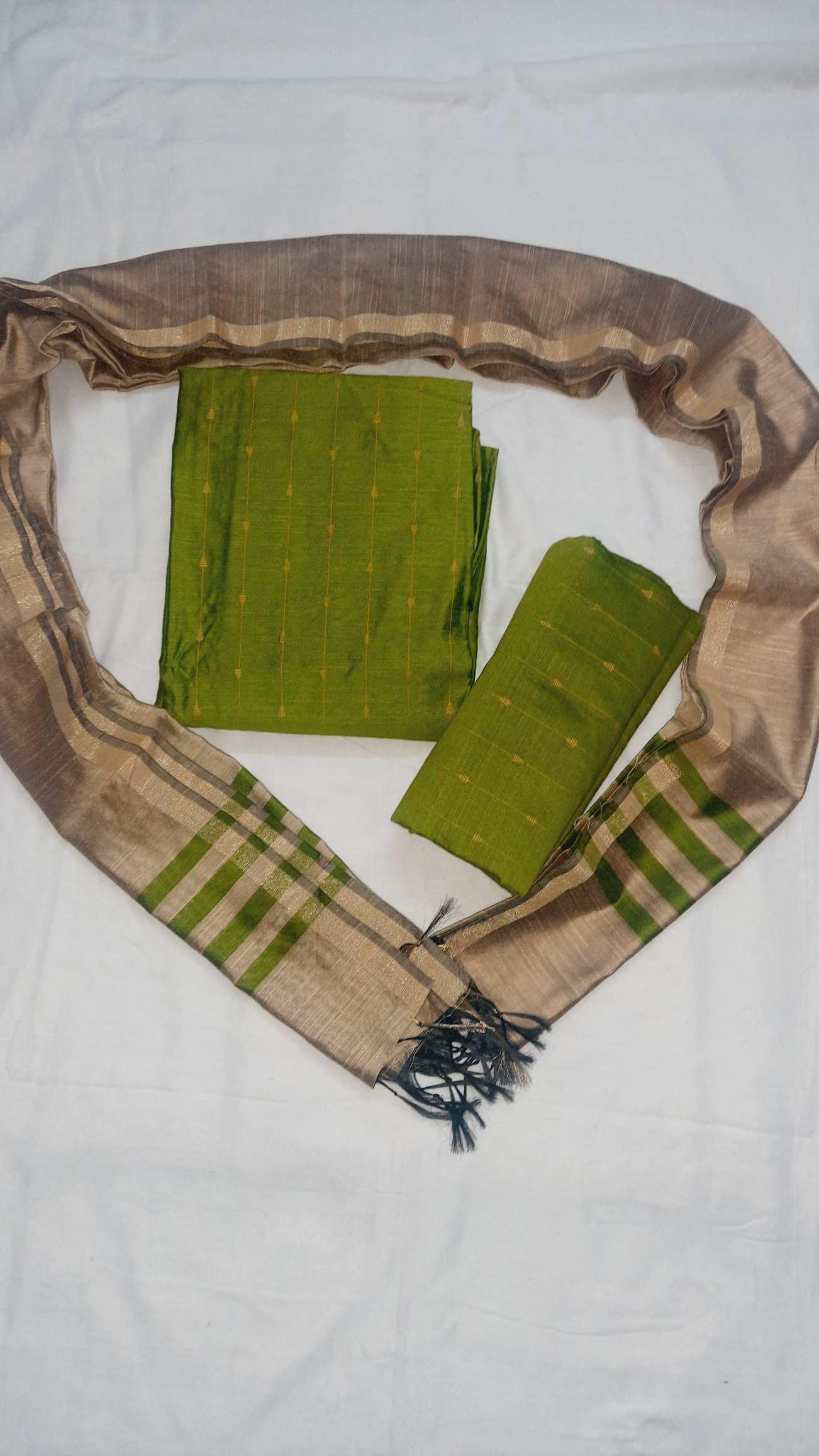 Raw silk suits( mehandi green) – Womens Wear in Palakkad