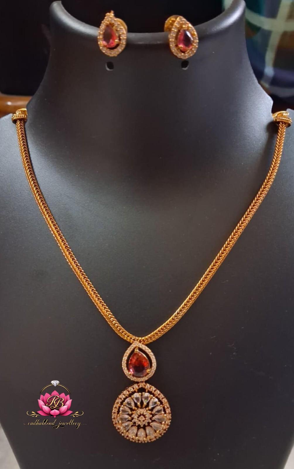 Premium quality ad stone gold plated necklace