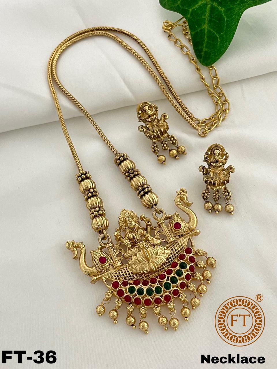 Premium Antique Lakshmi Pendant Necklace Set 