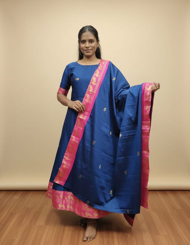 Aura silk with paithani zari buttas - Womens Wear by srisaicollections 