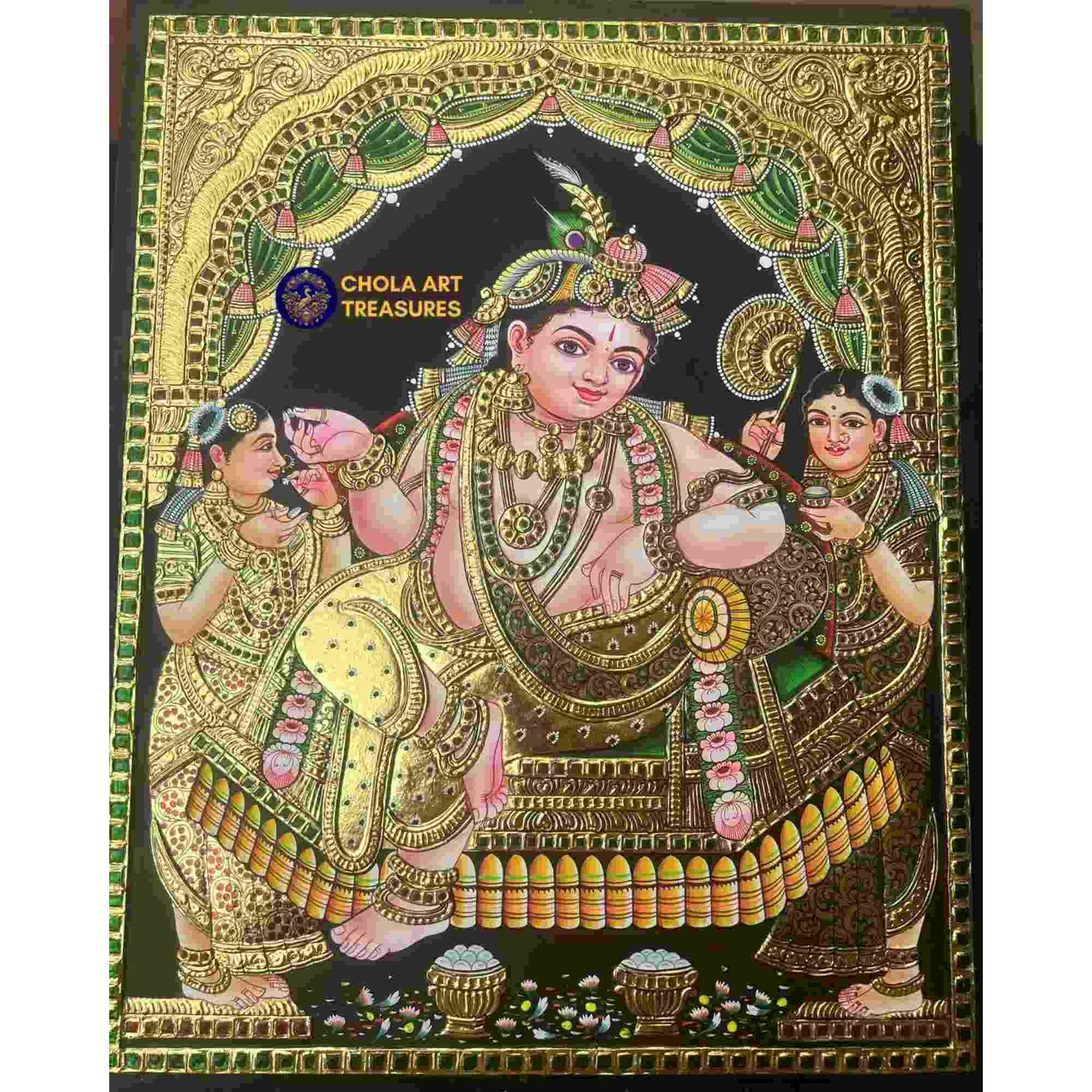 Dharbar krishnan - Handmade Tanjore Art