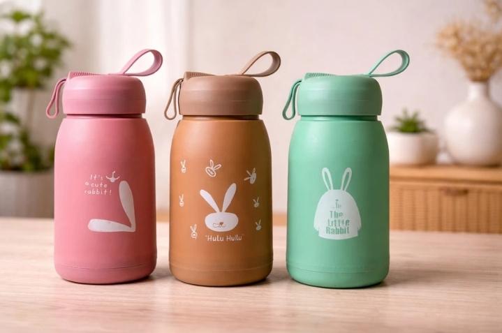 Bunny Rabbit Glass Water Bottle 330ml