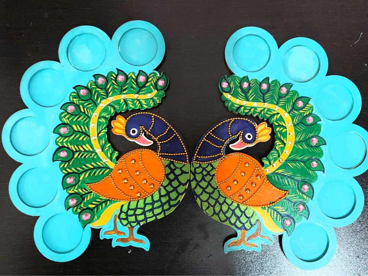 Peacock candle Holder - Handmade Arts and Crafts by kala vridhi arts