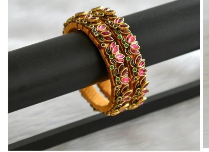 Silk thread 3d lotus bangle set  - Jewellery by skm bangles