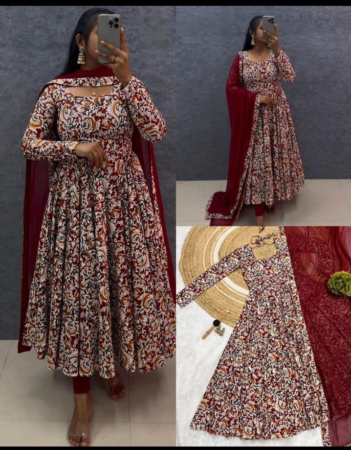 PURE COTTON KALAMKARI BLOCK PRINT ANARKALI  G - Womens Wear by Lak new outfit 