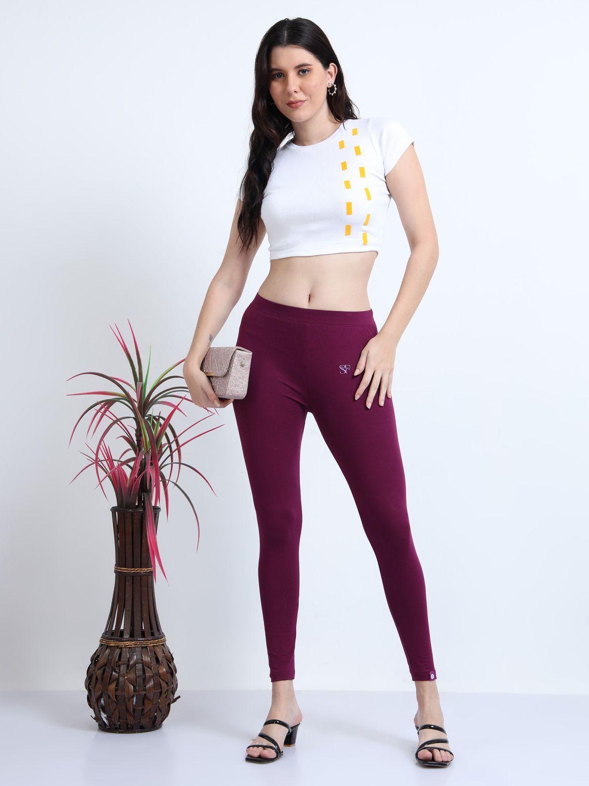 STONEFORTE Ankle length leggings- Wine