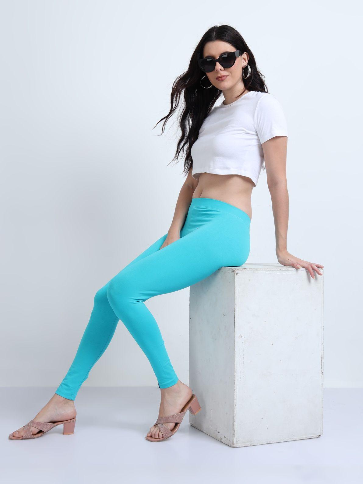 STONEFORTE Ankle length leggings- Pool Blue