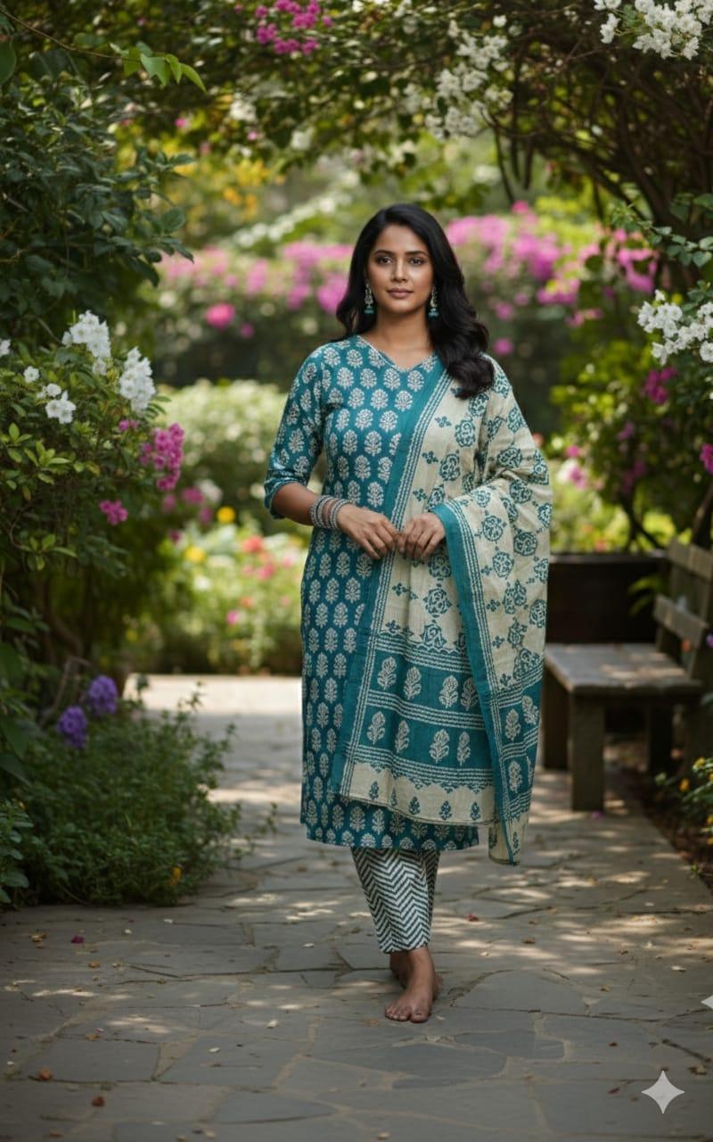 Premium Cotton 3Pc Set – Womens Wear in Pudukottai