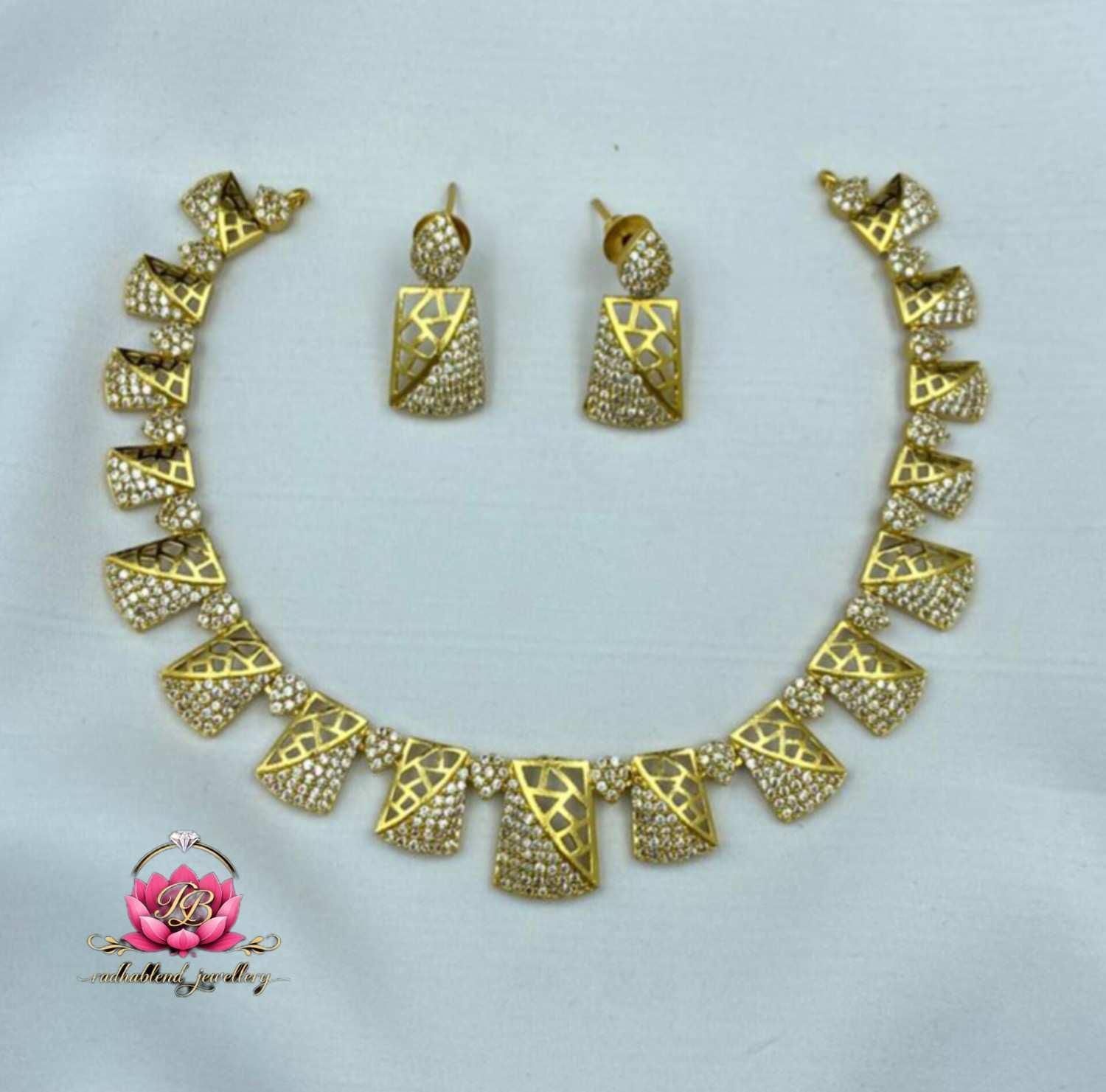 Premium quality gold plated ad stone necklace