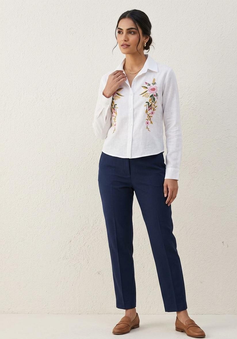 Embroidery crop shirt  - Womens Wear by Vj blouseedit 
