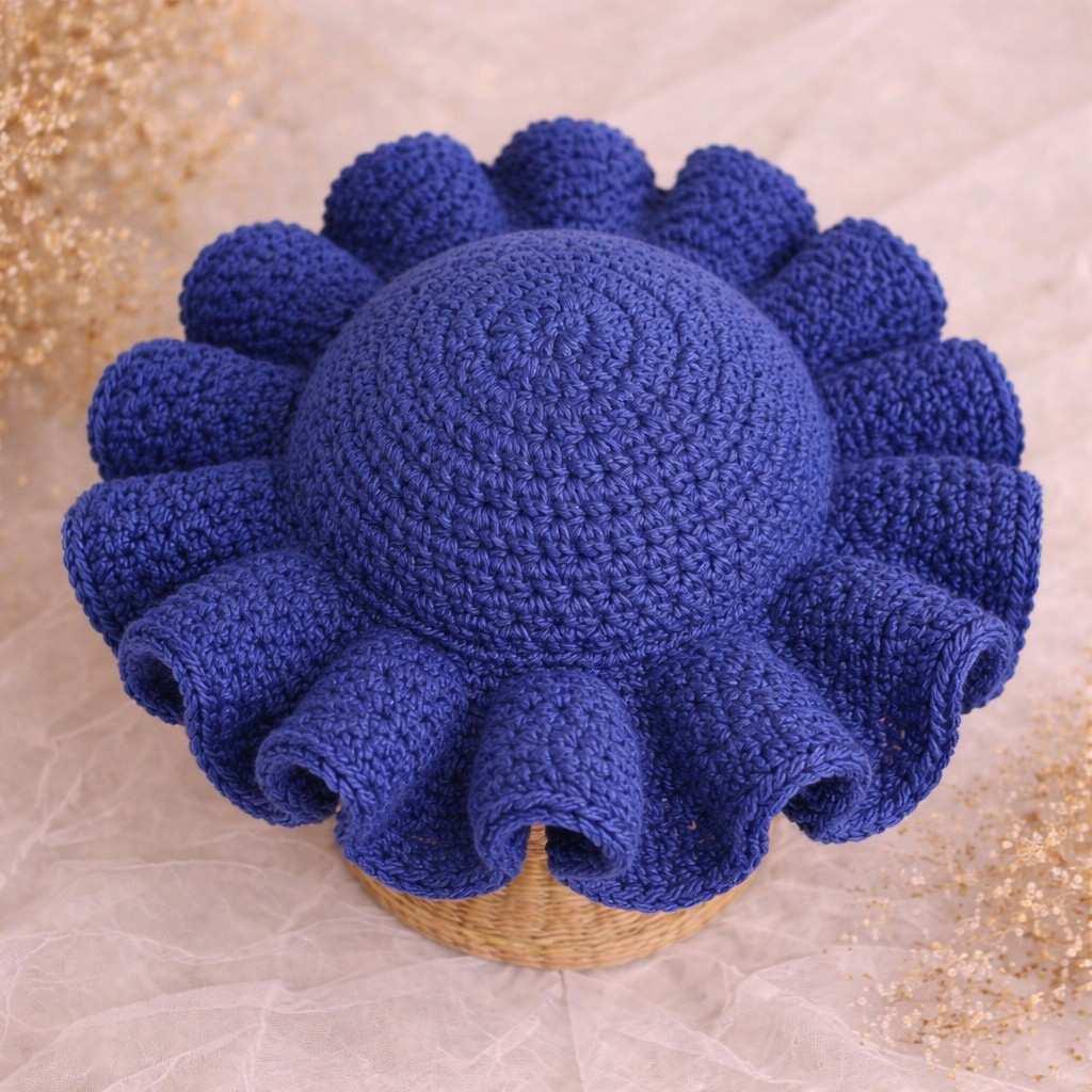 Handmade crochet Blue ruffled hat ( pack of 1 – Crochet in Madurai