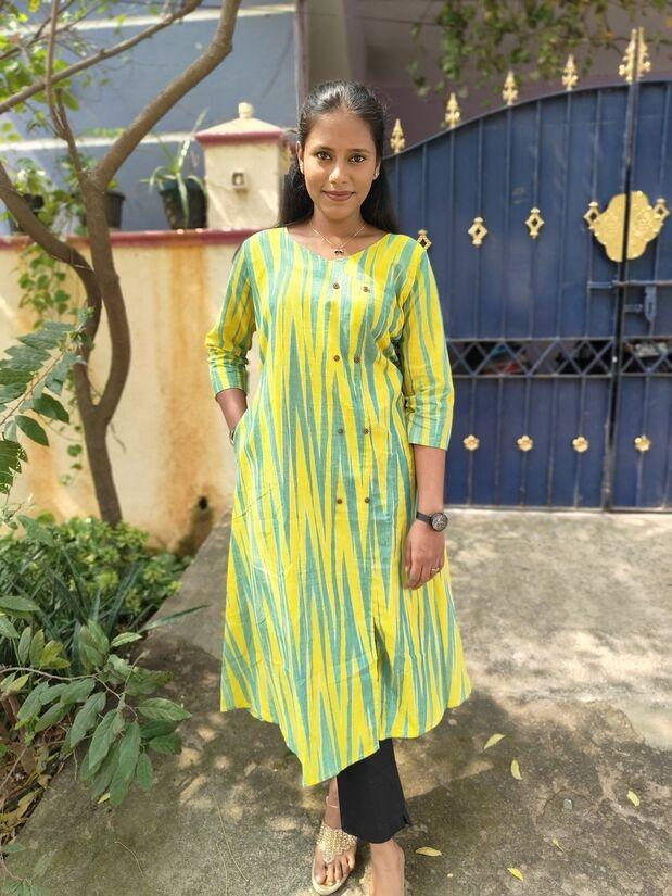 Premium ikkath Aline cotton kurti  - Womens Wear by srisaicollections 