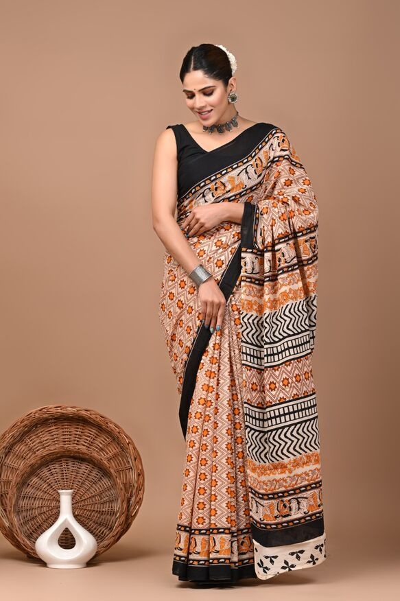Cotton mulmul saree - Sarees by Bharathi Sarees collections