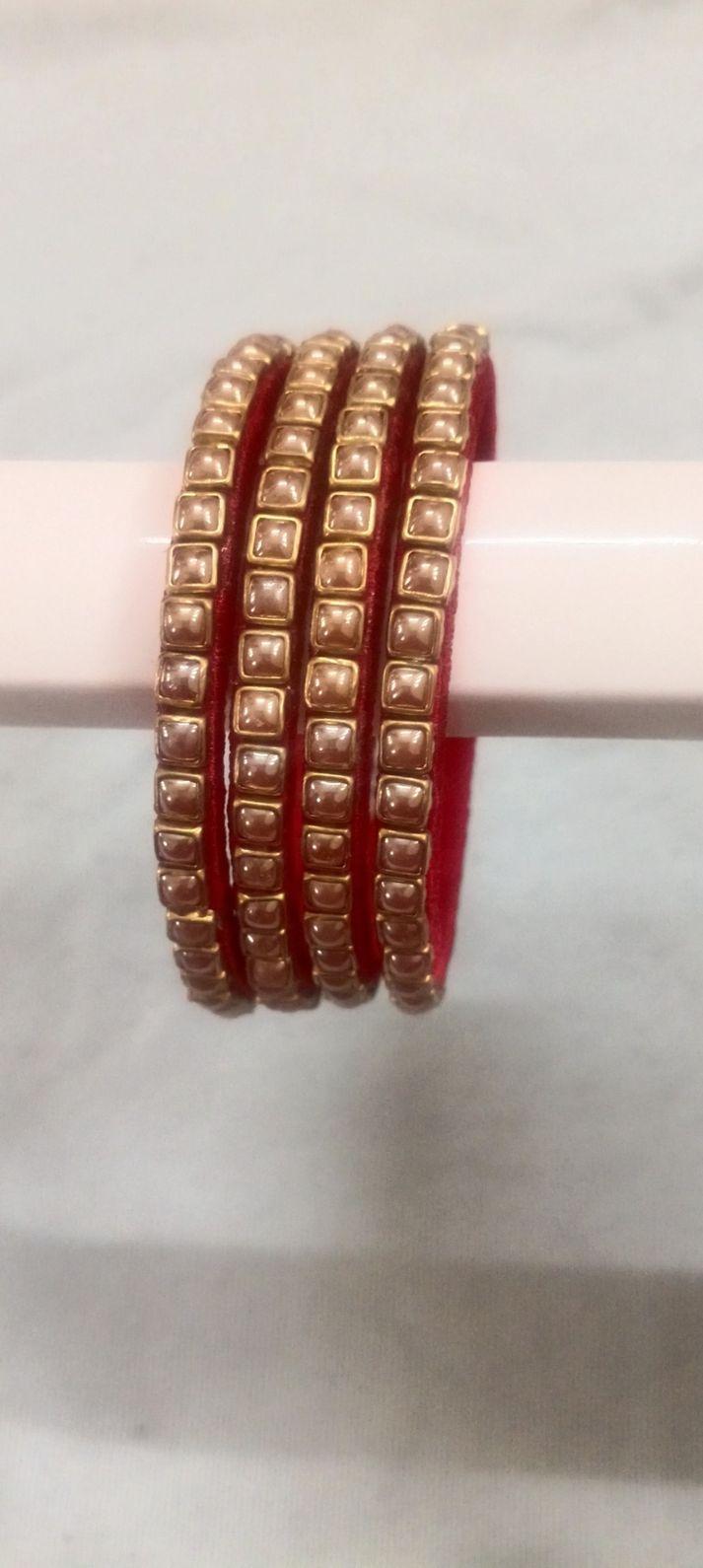 Silkthread bangle with pearl Kundan 