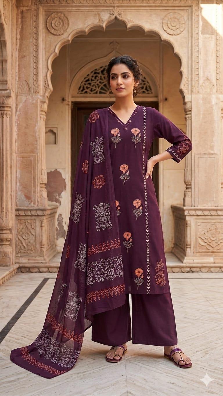 Premium dabu cotton Aline salwar set 