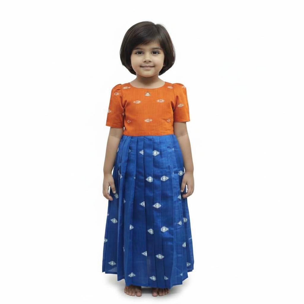 Premium raw silk pleated design ethnic wear - Kids Clothing by AP FASHION BRAND 