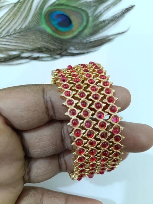 Fancy ruby colour stone bangles – Jewellery in Chennai