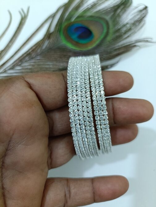 Silver finish ehite stone bangles  - Jewellery by SK handcraft jewellery 